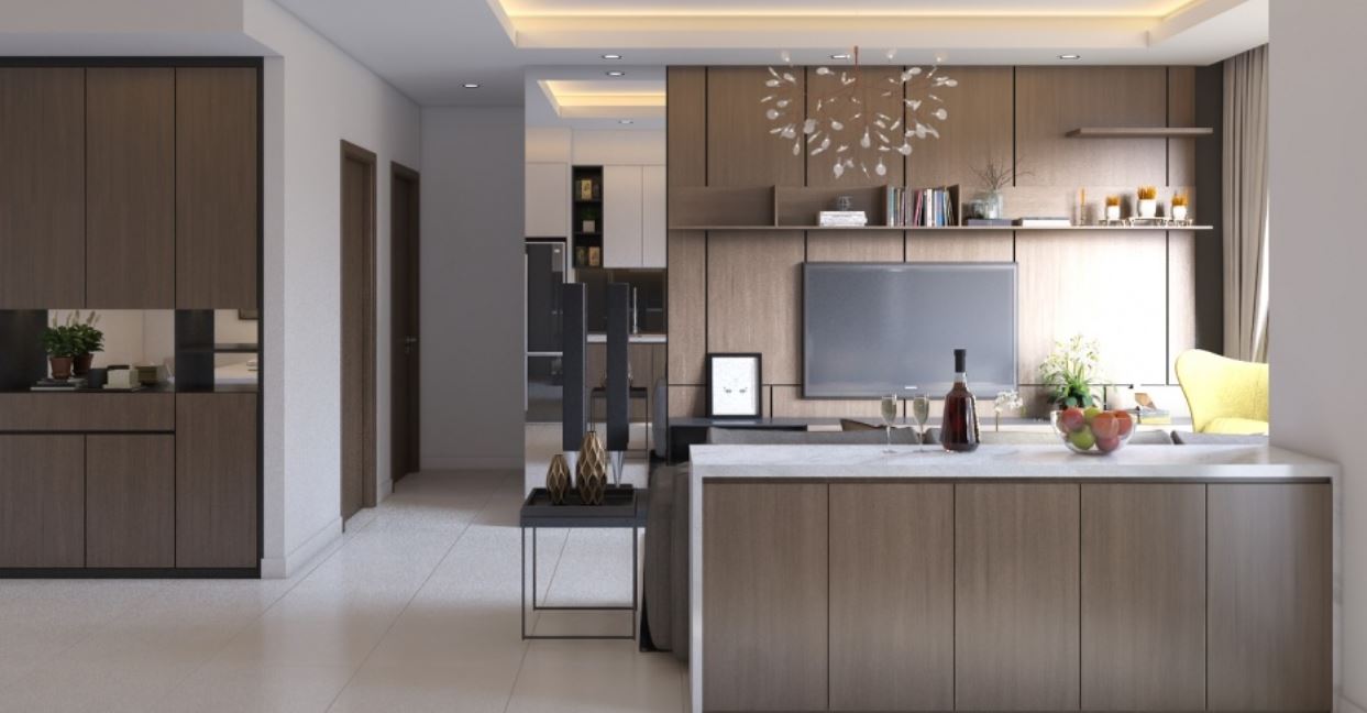 Phòng bếp theo phong cách hiện đại được bố trí một cách khoa học