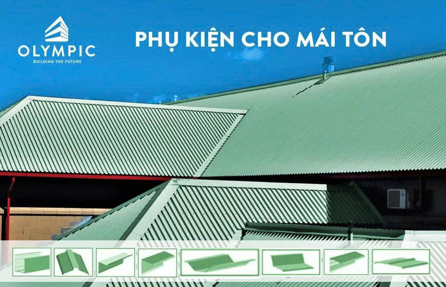 Các hạng mục đi kèm thường bao gồm vít bắn tôn, nẹp mái, diềm mái, úp nóc, keo chống dột và các vật tư phụ trợ khác