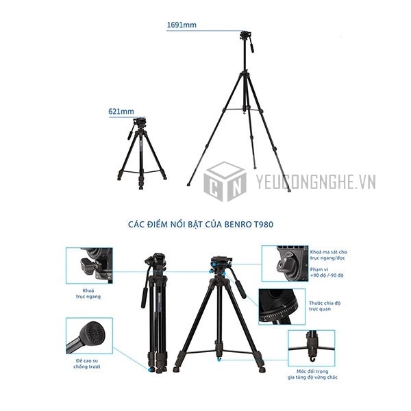 Chân tripod cho máy ảnh Benro T980