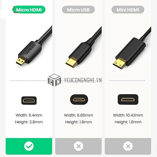 Cáp chuyển Micro HDMI to HDMI dài 3M Ugreen 30104
