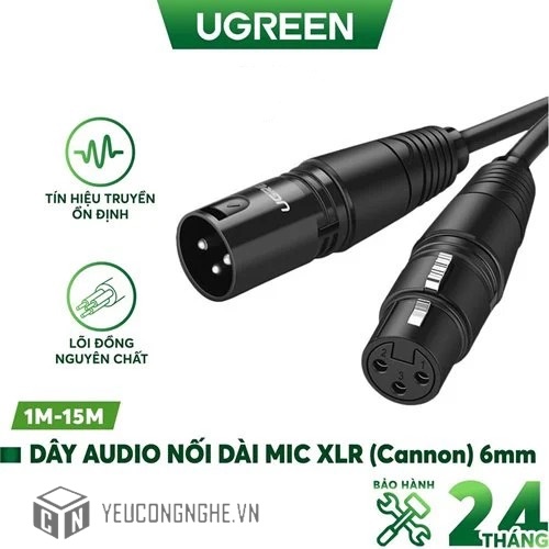Dây Audio nối dài MIC XLR (Cannon) 6mm UGREEN AV130
