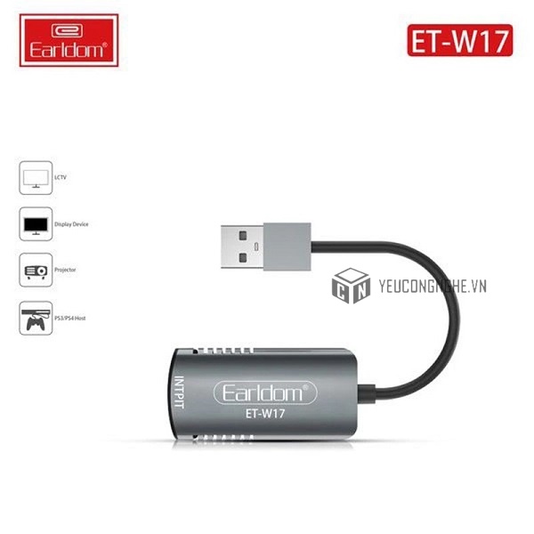 Cáp chuyển đổi USB Video Capture Card (HDMI to USB) Earldom ET-W17