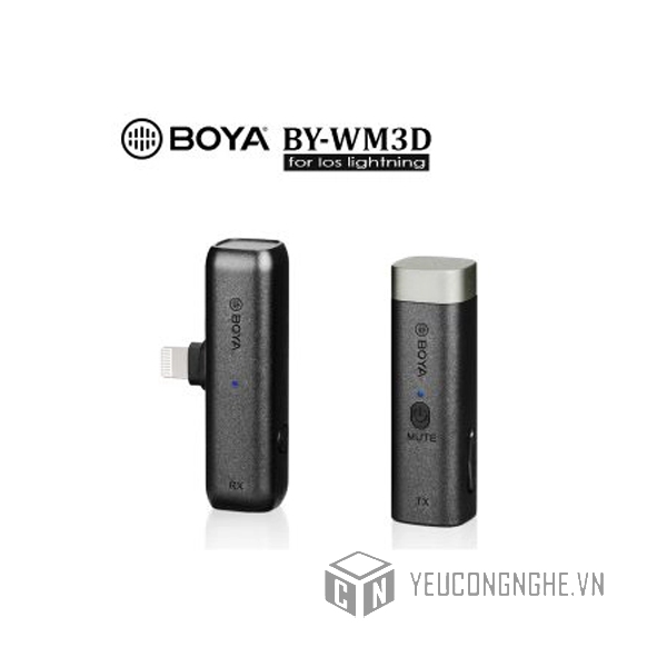 Mic thu âm không dây Boya BY-WM3D cho điện thoại iPhone Lightning IOS