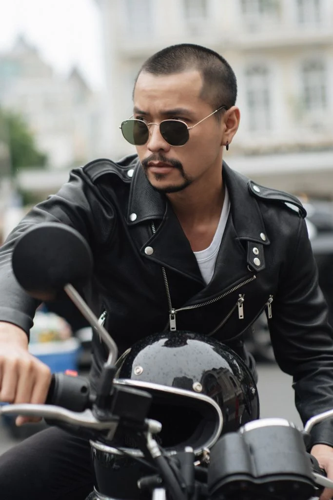 áo khoác màu da bò nam Phong Cách Biker/Rock