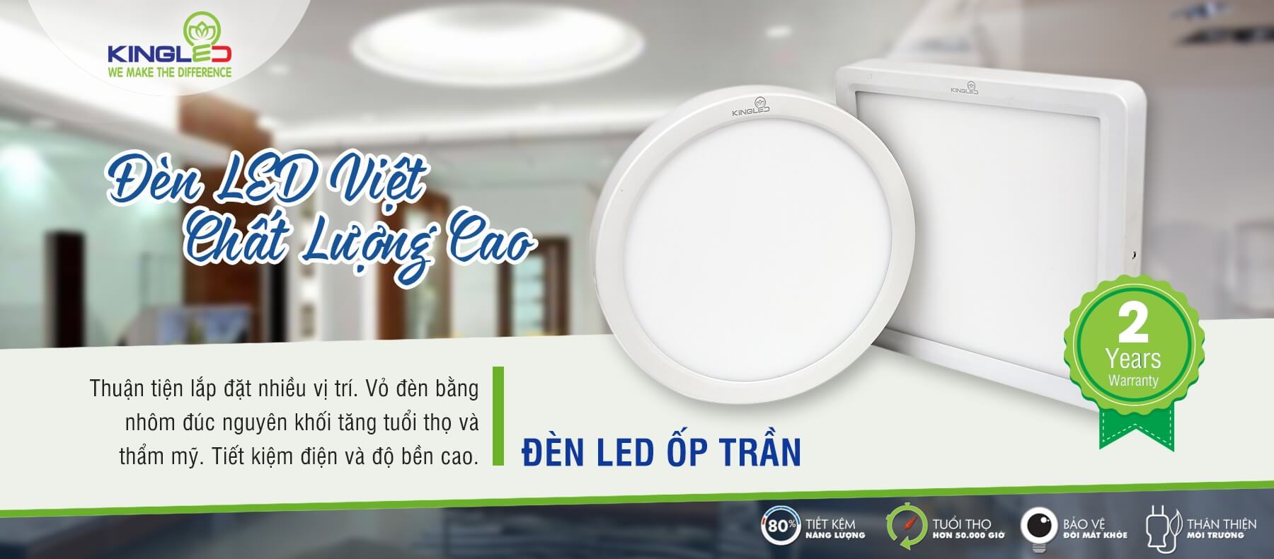 đèn ốp trần led kingled