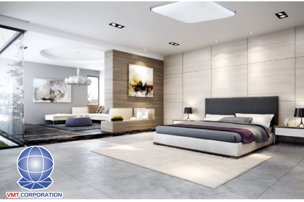 đèn led ốp trần trong không gian phòng ngủ