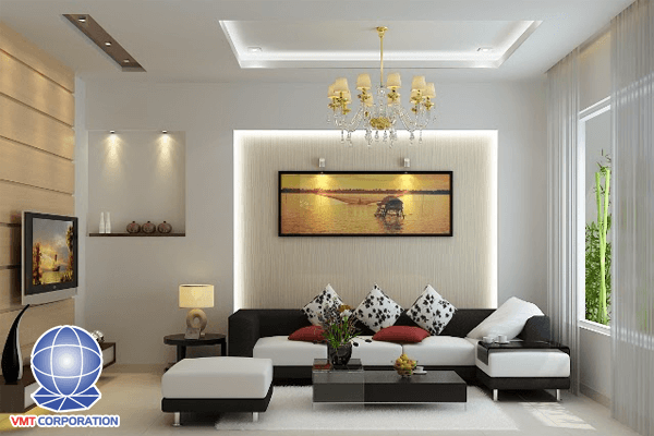 Hiệu ứng ánh sáng của đèn led ốp trần phòng khách