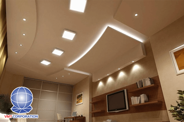 sử dụng đèn led ốp trần tại phòng khách