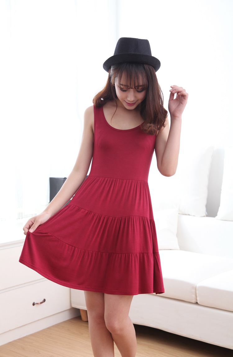 Đầm bâu thun mặc nhà nhiều màu V19