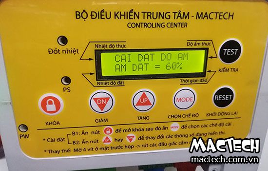 Cách cài đặt độ ẩm trên máy ấp trứng Mactech