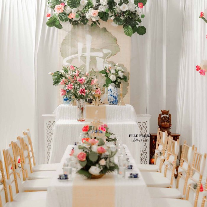 Phong màn gia tiên Hoa cưới Sen Hồng