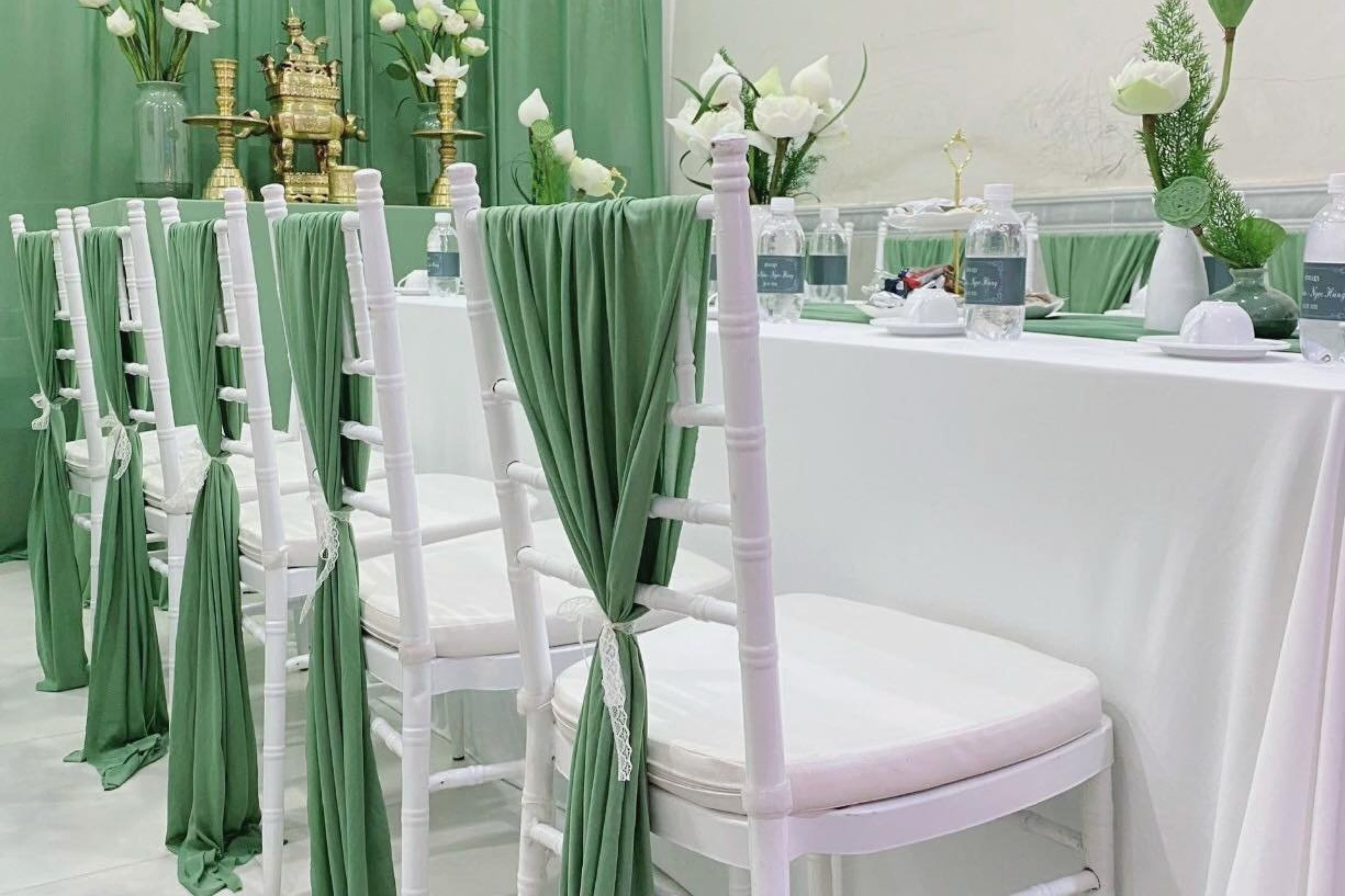 Ghế, áo ghế, nơ ghế (12 ghế)