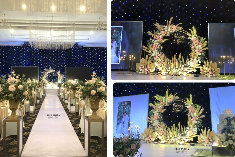 Trang Trí Sân Khấu - Trang Trí thêm bên màn hình led và màn sao tại rex