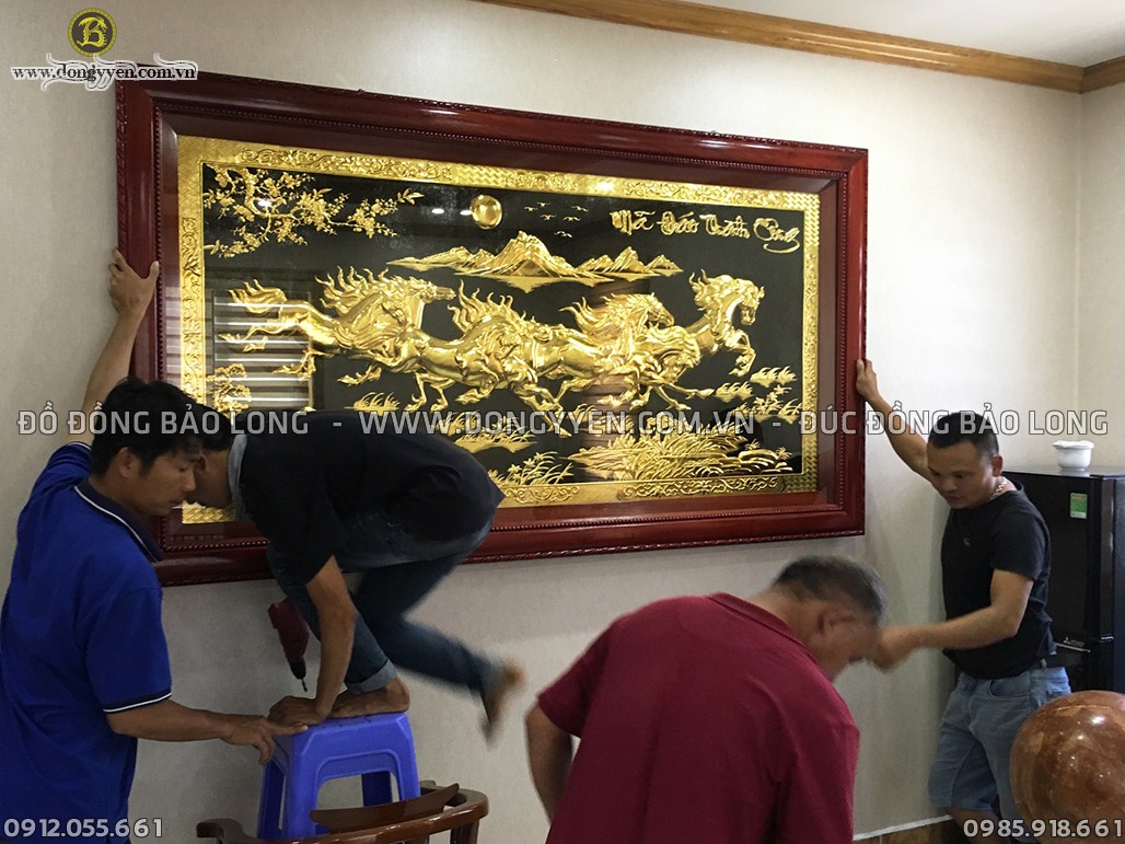 Tranh mã đáo thành công mạ vàng 24k 2m31x1m27