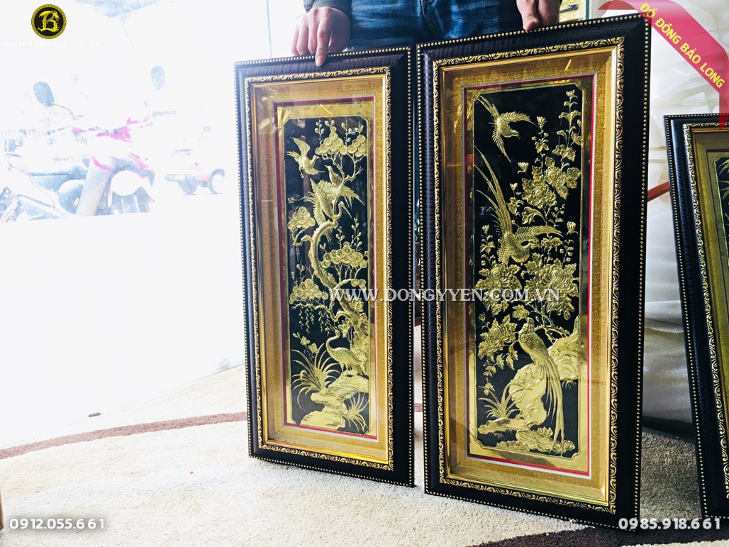 Tranh Tứ Quý bằng đồng khung nhựa Hàn Quốc cỡ nhỏ cực đẹp