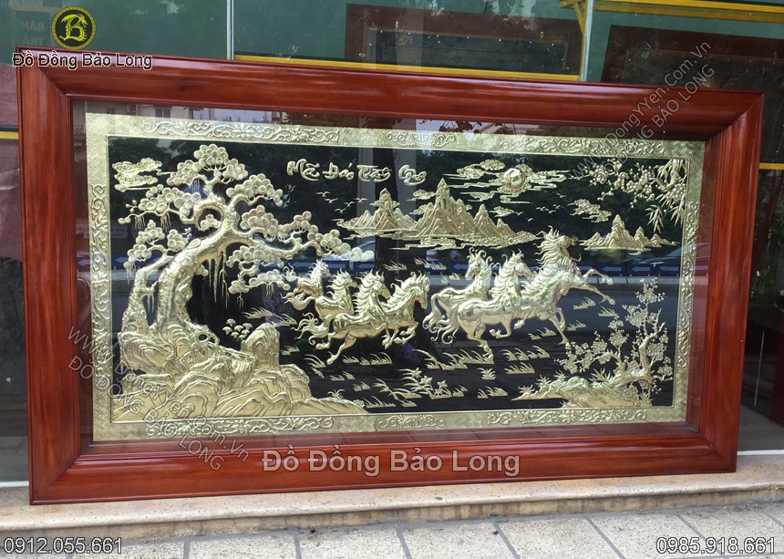 Tranh đồng mã đáo thành công 2m31x1m27 khung gụ