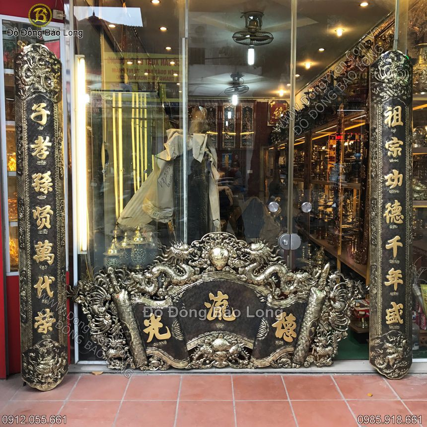 Bộ cuốn thư màu giả cổ dát vàng 9999 1m97