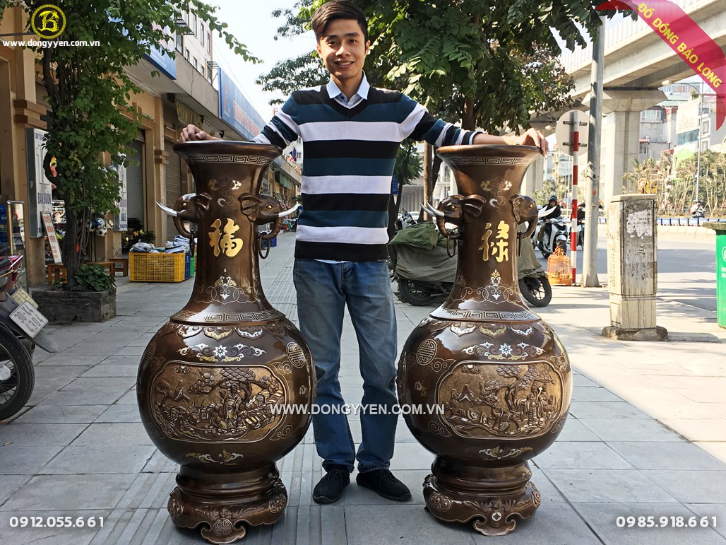 Đôi Lộc Bình Phúc Lộc Thọ Tai Voi 1m27