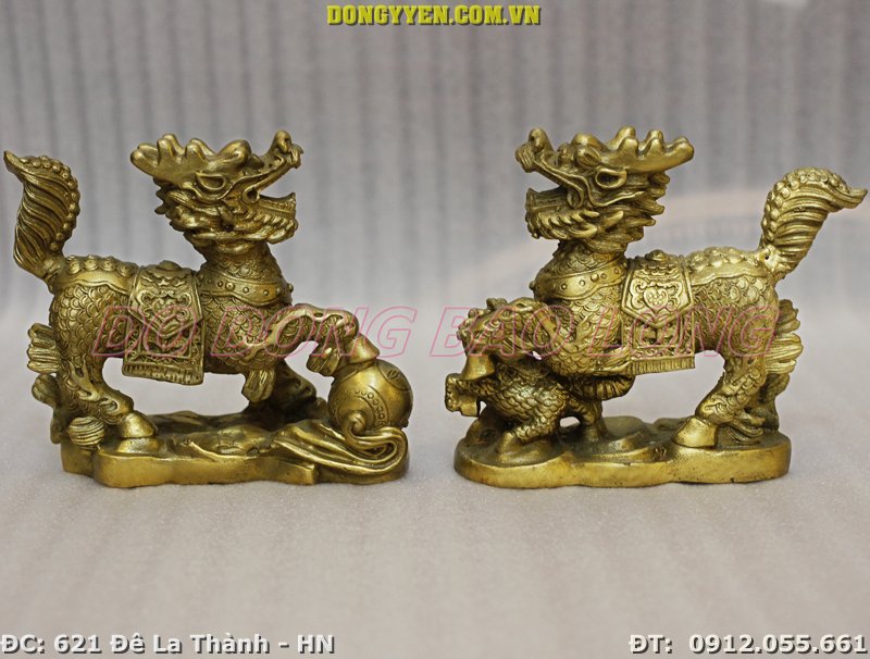 Đôi Kỳ Lân phong thủy bằng đồng cao 13cm