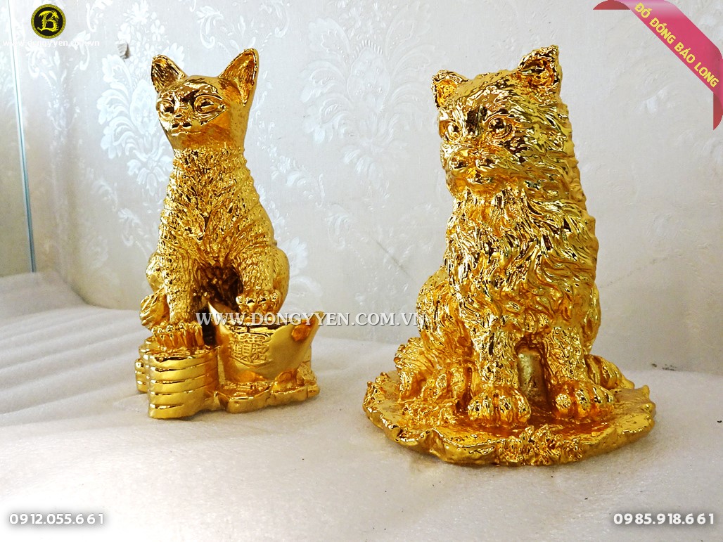 Tượng Mèo mạ vàng với các mẫu mã và kích thước khác nhau