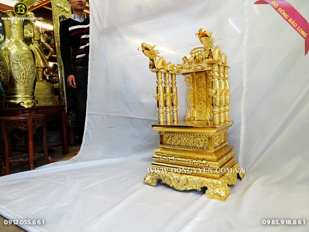 Ngai thờ bằng đồng cao 81cm mạ vàng 24k