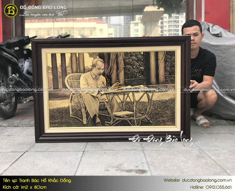 tranh bác hồ khắc đồng khổ 1m2 x 80cm