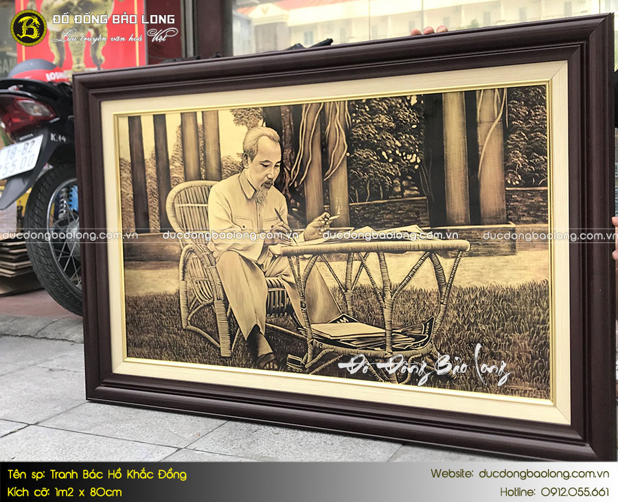 tranh bác hồ khắc đồng khổ 1m2 x 80cm