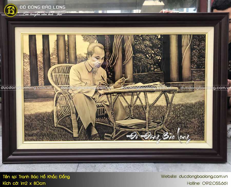 tranh bác hồ khắc đồng khổ 1m2 x 80cm