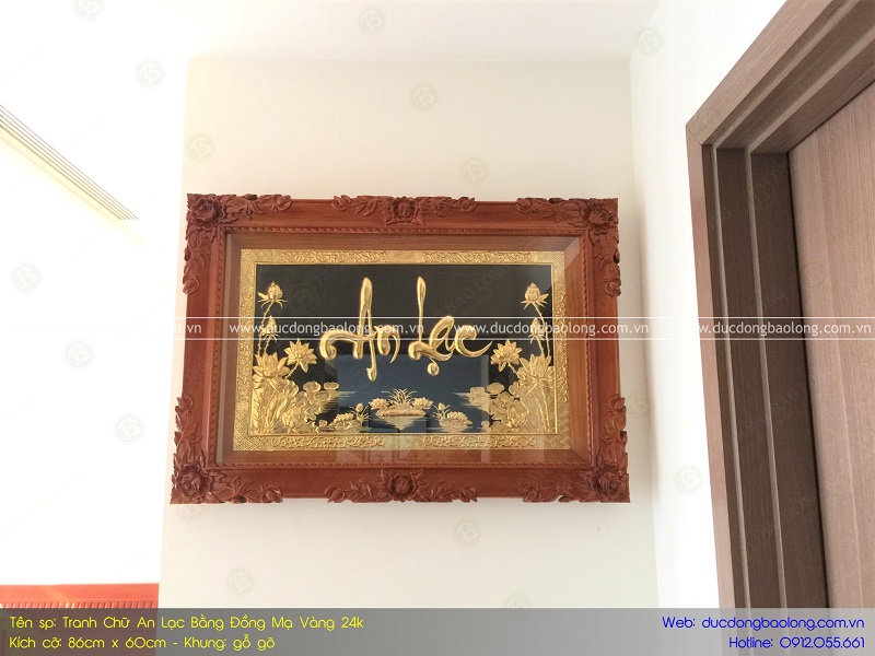 tranh chữ an lạc 86cm x 60cm mạ vàng