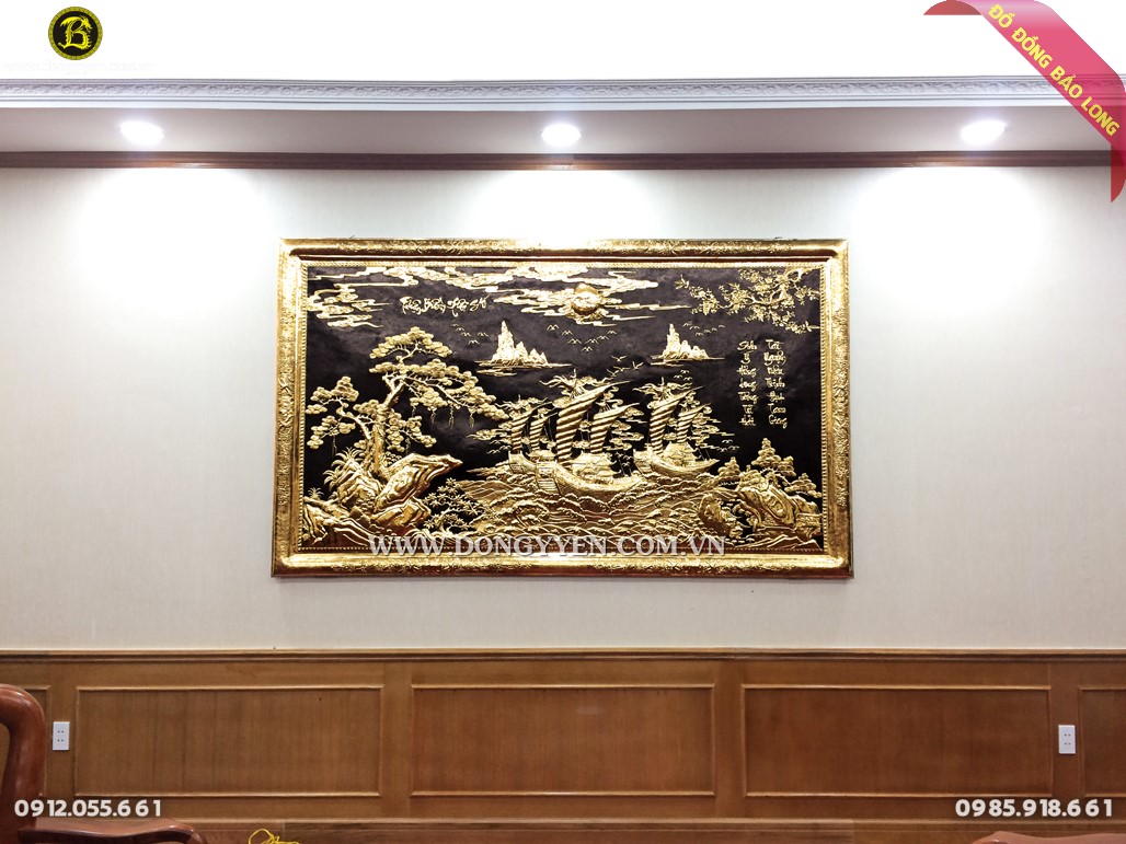 Tranh thuận buồm xuôi gió bằng đồng 2m62 tại nhà khách của Đúc Đồng Bảo Long