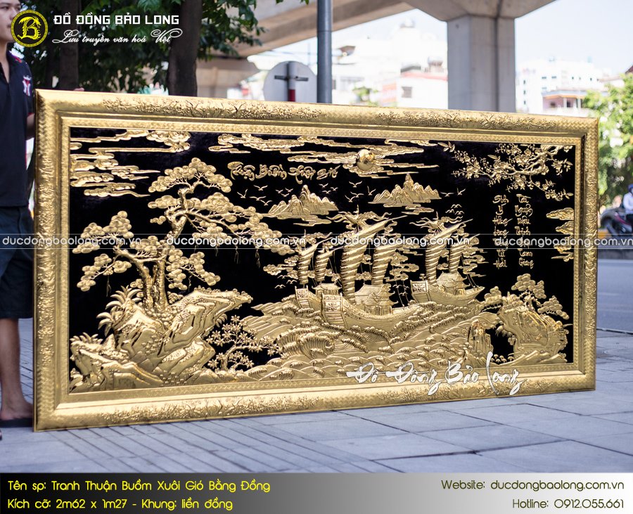 tranh thuận buồm xuôi gió khung liền đồng 2m62 x 1m27