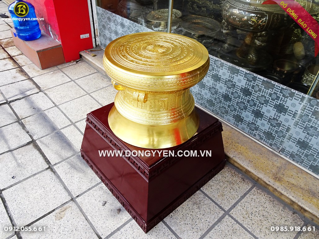 Sản phẩm Trống Đồng dát vàng 9999 50cm tại ShowRoom Đúc Đồng Bảo Long - HCM