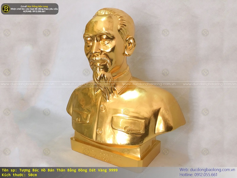 tượng bác hồ bán thân bằng đồng 50cm dát vàng