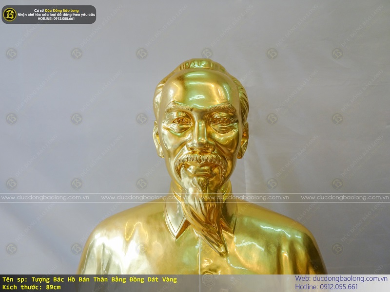 tượng bác hồ bằng đồng 89cm dát vàng