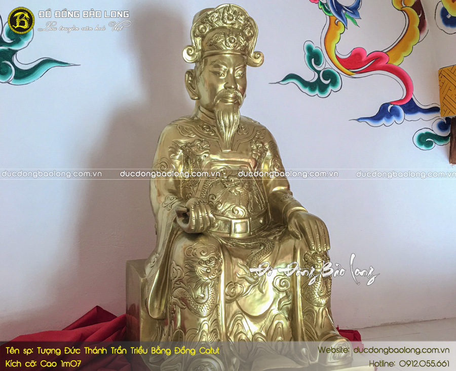 Tượng đức thánh trần triều bằng đồng catut cao 1m07