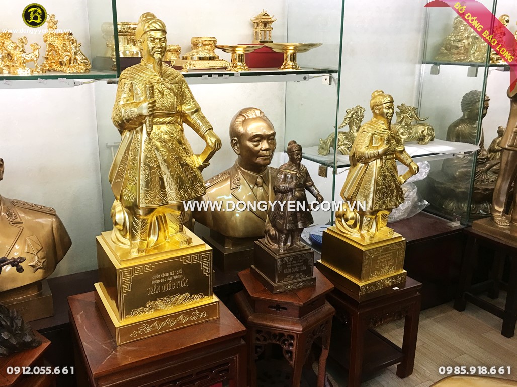 Tượng Trần Hưng Đạo 89cm và 61cm dát vàng 9999 tuyệt đỉnh