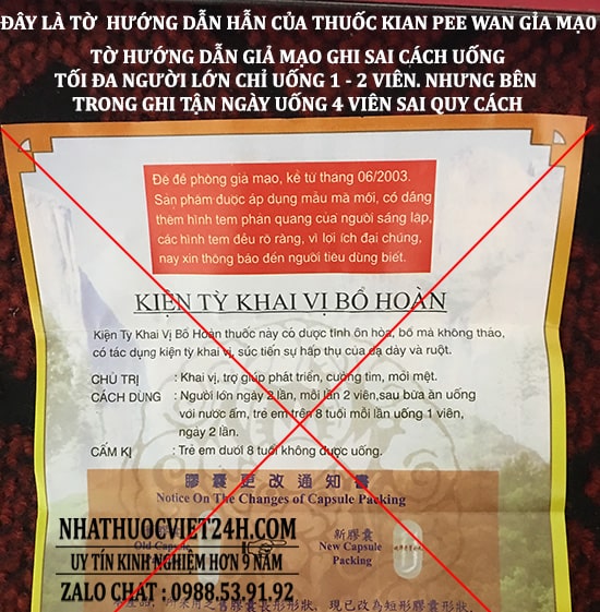 cách nhận biết kian pee wan thật giả
