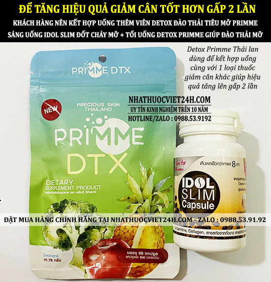 COMBO GIẢM CÂN IDOL SLIM CAPSULE UỐNG KẾT HỢP VỚI DETOX PRIMME