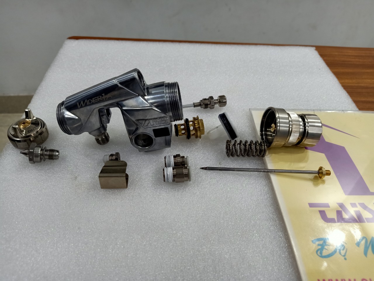 Cấu tạo spare parts của súng phun sơn tự động WIDER1A, cách tháo lắp súng