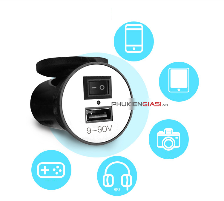 sạc diện thoại từ bình xe may