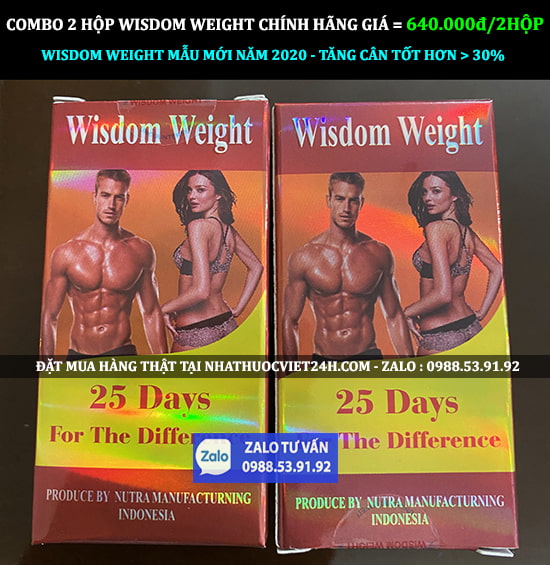 COMBO 2 HỘP THUỐC TĂNG CÂN WISDOM WEIGHT CHÍNH HÃNG