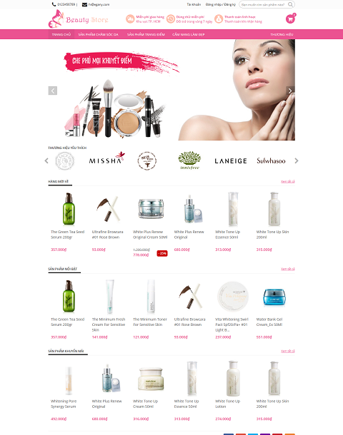 Website mỹ phẩm EGA The Beauty Store