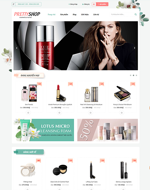 Website mỹ phẩm PrettyShop