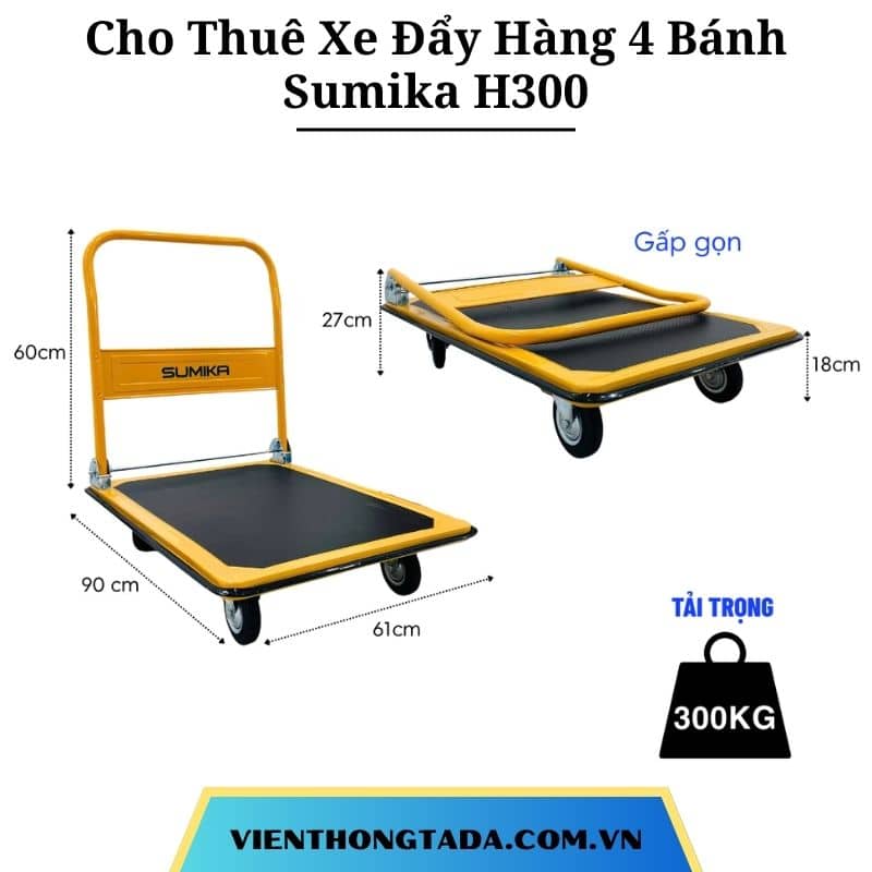 Cho Thuê Xe Đẩy Hàng 4 Bánh Sumika H300 Tại Hà Nội, Hải Phòng, Đà Nẵng, TP Hồ Chí Minh
