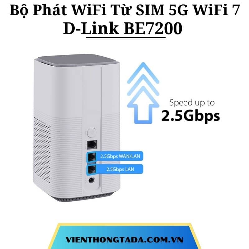 D-Link BE7200 | Bộ Phát WiFi Từ SIM 5G Chuẩn WiFi 7, Tốc Độ 7200Mbps, Hỗ Trợ Gọi Điện SIM (VoLTE/Vo5G) | Hàng Chính Hãng
