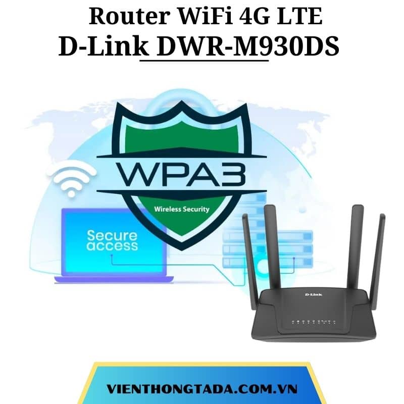 D-Link DWR-M930DS | Router WiFi 4G LTE Tốc Độ 150Mbps, Hỗ Trợ 2 Khe SIM Tự Chuyển, 4 Ăng-ten Ngoài | Hàng Chính Hãng