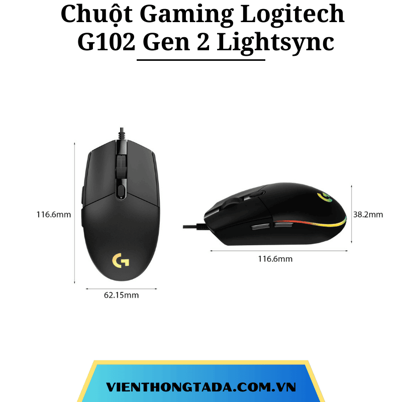 Chuột Gaming Logitech G102 Gen 2 Lightsync (có dây)