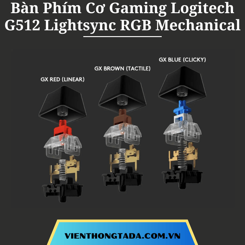 Bàn Phím Cơ Gaming Có Dây Logitech G512 Lightsync RGB Mechanical - Hàng chính hãng- Bảo hành 2 năm (vienthongtada)