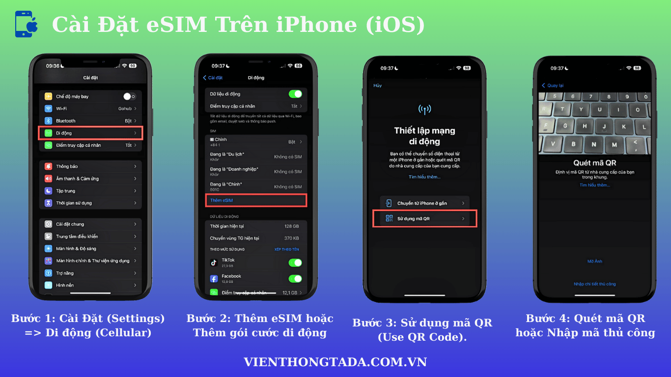 Cách Cài Đặt eSIM Trên Điện Thoại Dễ Dàng, Nhanh Chóng Cho Cả Android và IOS