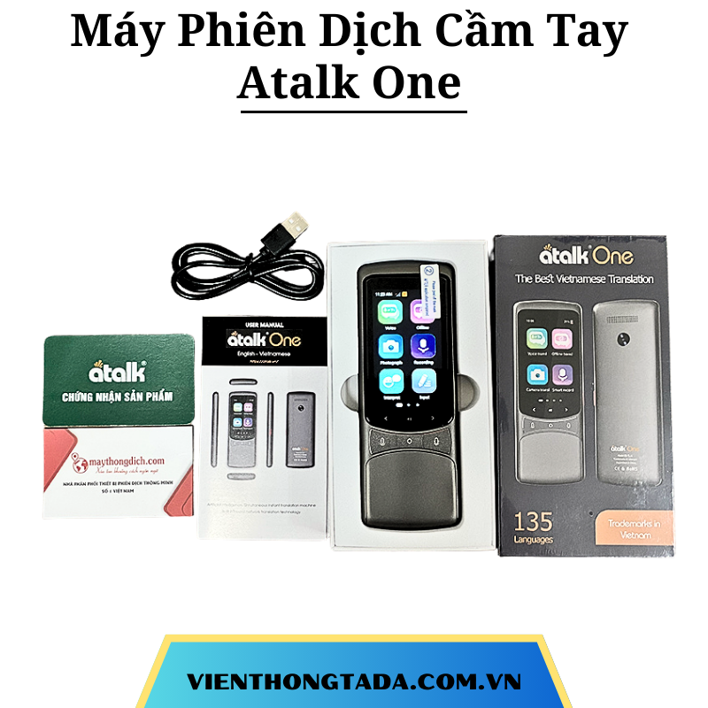 Atalk One | Máy Phiên Dịch Cầm Tay | Dịch tức thời 2 chiều, Dịch hơn 135 ngôn ngữ, Pin 2000mAh (tada Việt Nam)